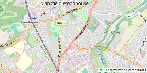 Map of Mansfield, Nottinghamshire