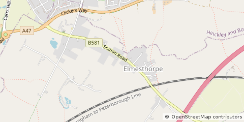 Map of Elmesthorpe, Leicestershire