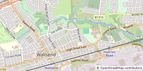 Map of Wallsend, North Tyneside
