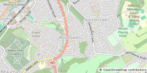 Map of Sheffield, S Yorkshire