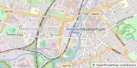 Map of Rotherham, South Yorkshire