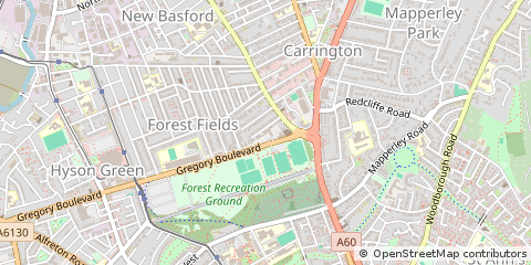 Map of Nottingham, Nottinghamshire