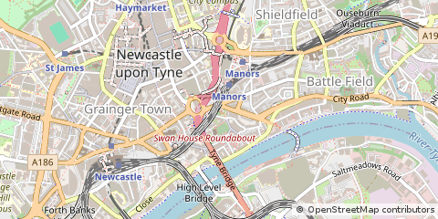 Map of Newcastle Upon Tyne, Tyne and Wear