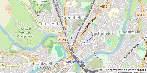 Map of Shrewsbury, Shropshire
