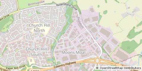 Map of Redditch, Worcestershire