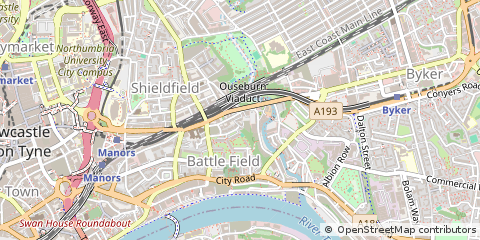Map of Newcastle Upon Tyne, Tyne and Wear