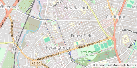 Map of Nottingham, Nottinghamshire