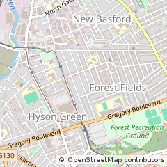 Map of Nottingham, Nottinghamshire