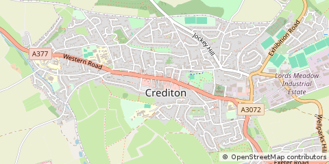 Map of Crediton, Devon