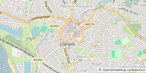 Map of Llanelli, Carmarthenshire