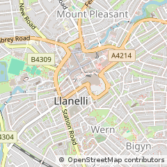 Map of Llanelli, Carmarthenshire