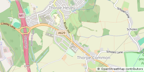 Map of Rotherham, South Yorkshire