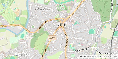 Map of Esher, Surrey