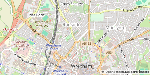 Map of Wrexham, Clwyd