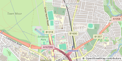 Map of Jesmond, Newcastle Upon Tyne