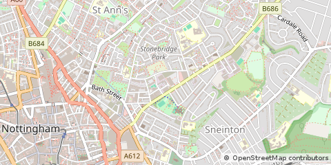 Map of Nottingham, Nottinghamshire