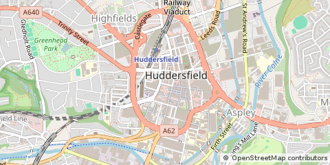 Map of Huddersfield, West Yorkshire