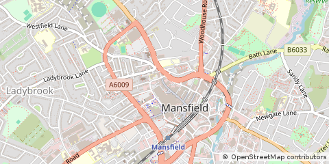 Map of Mansfield, Nottinghamshire