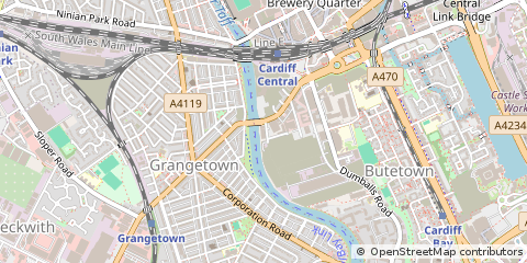 Map of Cardiff, South Glamorgan