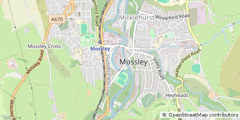 Map of Mossley, Ashton Under Lyne