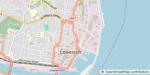 Map of Lowestoft, Suffolk