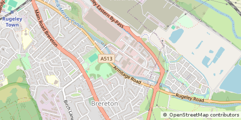 Map of Rugeley, Staffordshire
