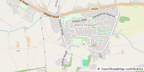 Map of West Hallam, Derbyshire
