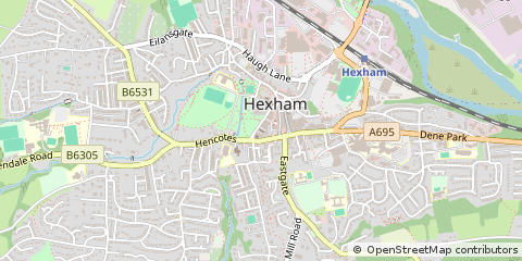 Map of Hexham, Northumberland