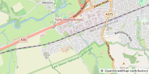 Map of Honiton, Devon