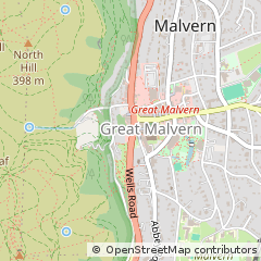 Map of Malvern, Worcestershire