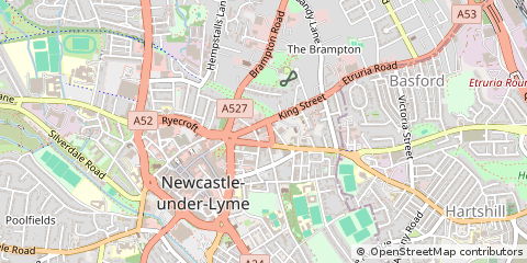 Map of Newcastle Under Lyme, Staffordshire