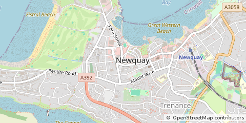 Map of Newquay, Cornwall