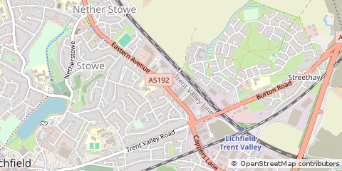 Map of Lichfield, Staffordshire