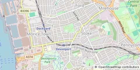 Map of Plymouth, Devon