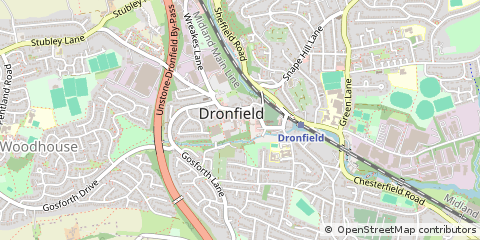 Map of Dronfield, Derbyshire