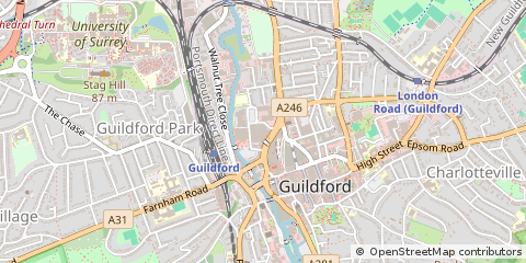 Map of Guildford, Surrey