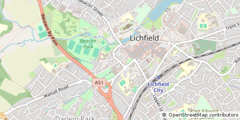 Map of Lichfield, Staffordshire