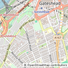 Map of Gateshead, Tyne and Wear