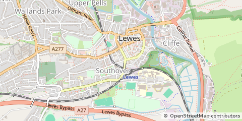 Map of Lewes, East Sussex
