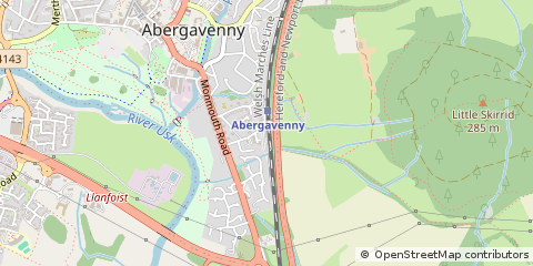 Map of Abergavenny, Monmouthshire