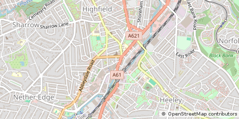 Map of Sheffield, South Yorkshire