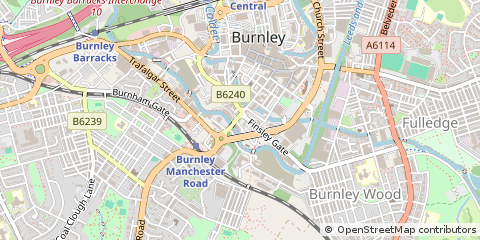 Map of Burnley, Lancashire