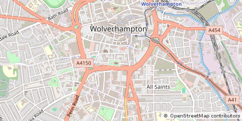 Map of Wolverhampton, West Midlands