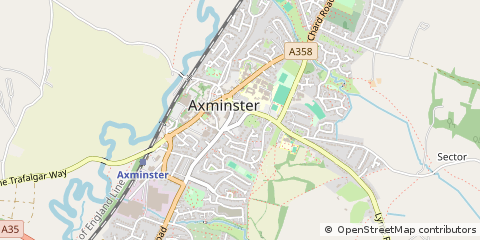 Map of Axminster, Devon