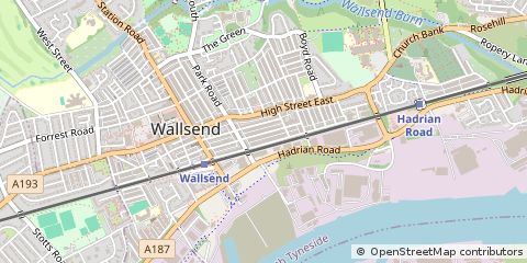 Map of Wallsend, Tyne and Wear