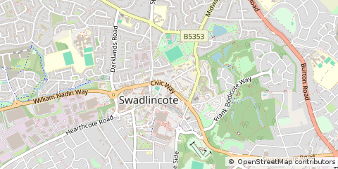 Map of Swadlincote, Derbyshire