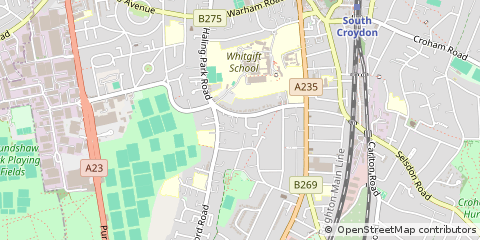 Map of South Croydon, Surrey