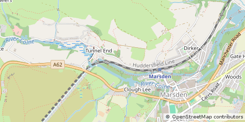 Map of Marsden, Huddersfield, West Yorkshire