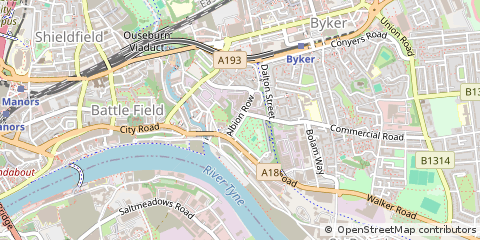 Map of Newcastle Upon Tyne, Tyne and Wear