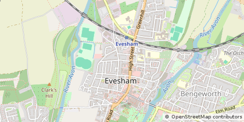 Map of Evesham, Worcestershire